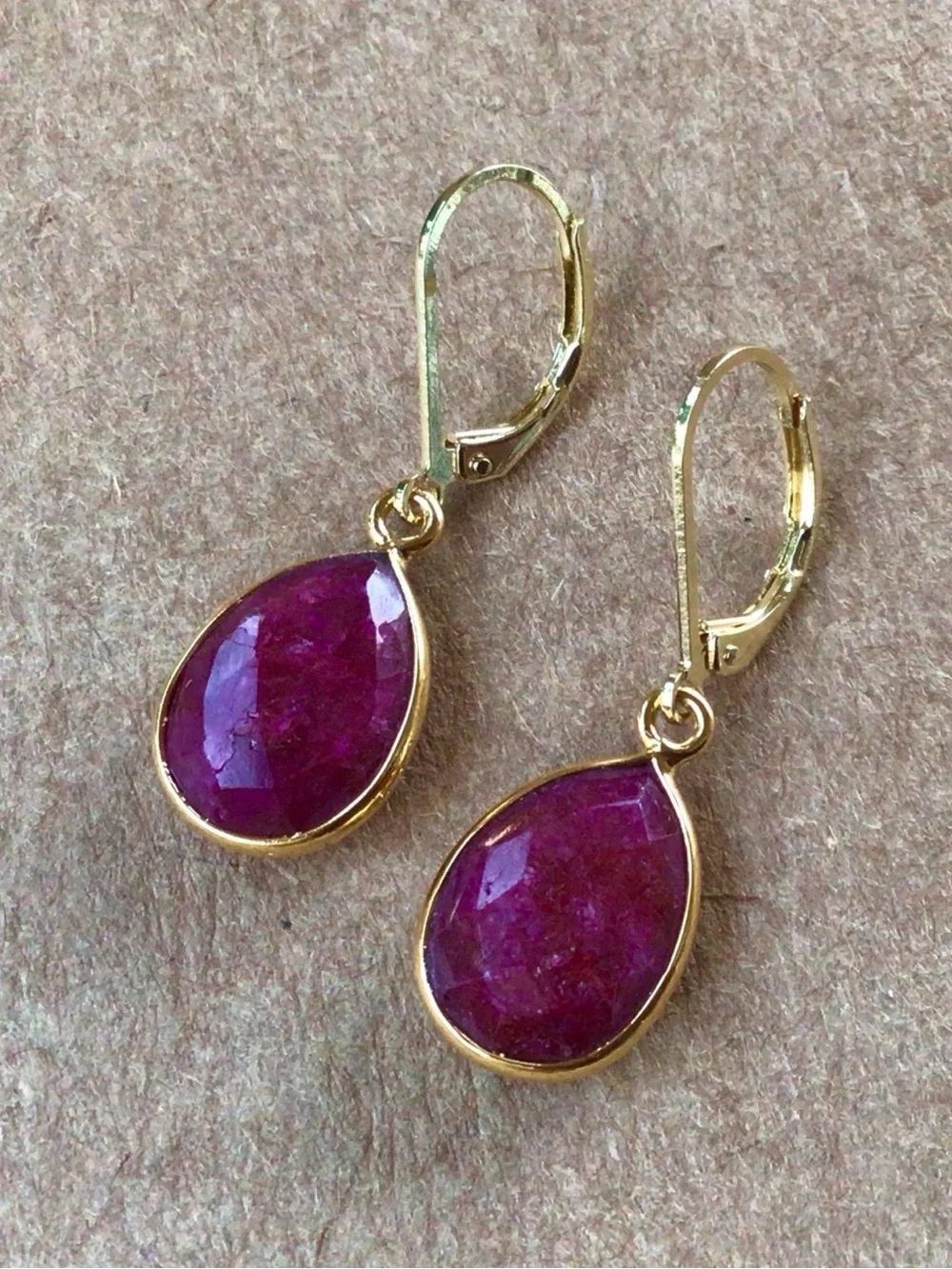 Gold Vermeil Ruby Sundance Charm Earrings